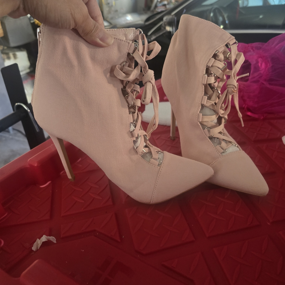 Shoe Republic LA Blush Lace-Up Heels